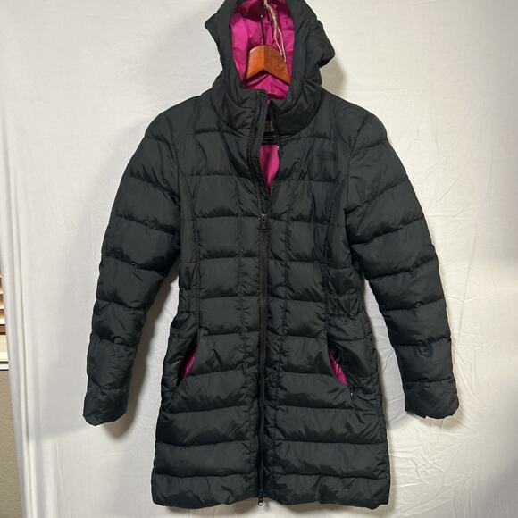 The North Face Women’s Metropolis Parka Black Down Jacket Hooded Size SP EUC - Picture 1 of 10